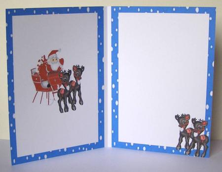 Santa in His Sleigh with His Reindeers A5 Insert by Margaret McCartney
