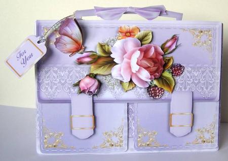 Satchel Handbag Tent Card Mini-kit - Luscious Lavender by Margaret McCartney