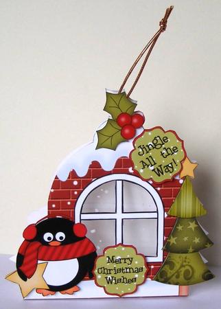 3D Pip Penguin Xmas Window Treat Holder Christmas Decoration by Margaret McCartney