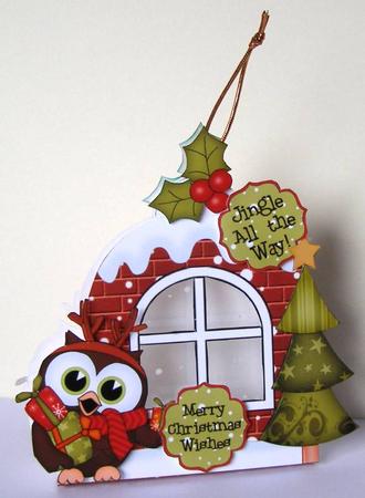 3D Hoot Owl Xmas Window Treat Holder Christmas Decoration by Margaret McCartney