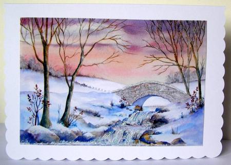 Waterfall at Sunset. Original Watercolour Painting by Margaret McCartney