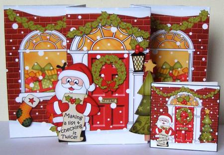 3D Christmas Santa's List Up Front Card Decoupage by Margaret McCartney