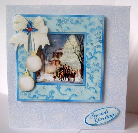 Carol Singers & Baubles - Square Front or Topper by Margaret McCartney