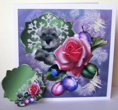 Sugar Plum Schnauzer Topper and Gift Tags by Margaret McCartney