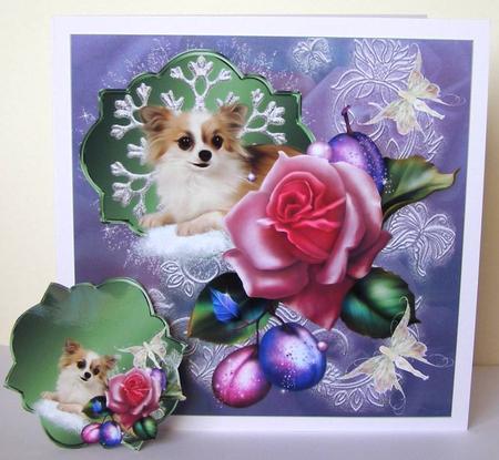 Sugar Plum Chihuahua Topper & Gift Tags by Margaret McCartney