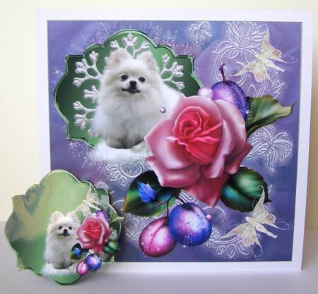 Sugar Plum Pomerian Topper & Gift Tags by Margaret McCartney
