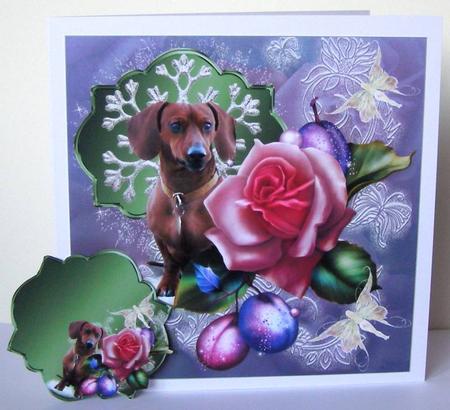Sugar Plum Dash Hound Topper & Gift Tags by Margaret McCartney