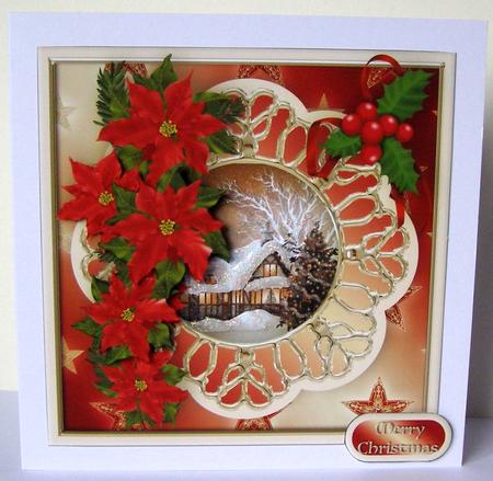 Christmas Morning Decoupage Card Front by Margaret McCartney