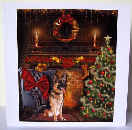 Christmas Morning German Shepard & Decoupage by Margaret McCartney
