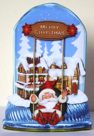 Globe Santa on Swing by Margaret McCartney