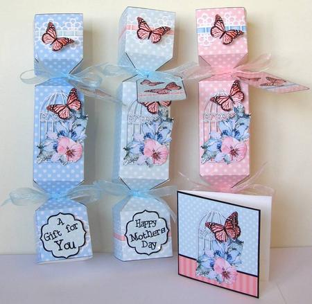 3D Butterfly & Flowers Birdcage Cracker Gift Favour Boxes by Margaret McCartney