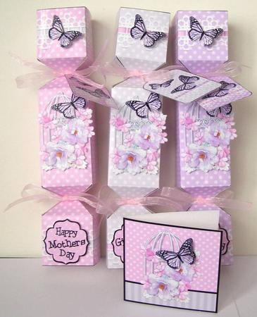 3D Butterfly & Flower Birdcage Cracker Gift Favour Boxes by Margaret McCartney
