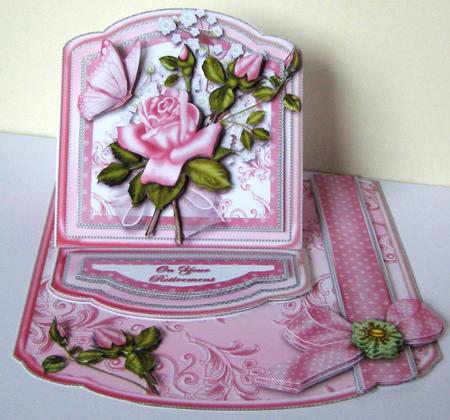 Pink Rose Easel Topper Card Kit by Margaret McCartney