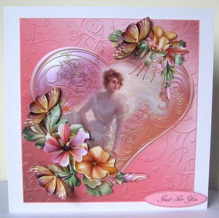 Butterfly Flower Heart Topper with Decoupage by Margaret McCartney