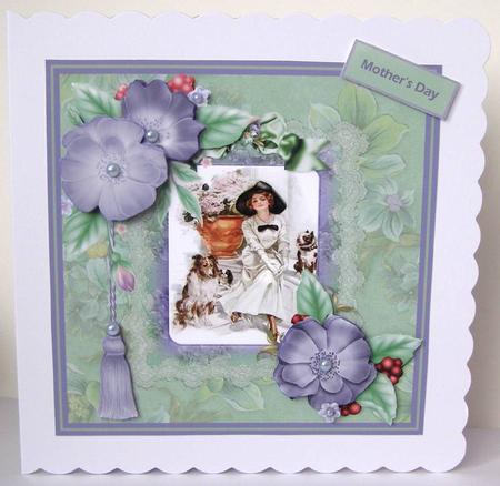 Lady with Her Dog Card and Decoupage by Margaret McCartney