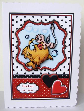 Hooked on You Valentine's Day Card Topper & Decoupage by Margaret McCartney