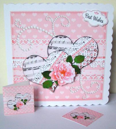 8x8 Hearts Rose & Pearls a Touch of Elegance Mini Kit 3D Dec by Margaret McCartney