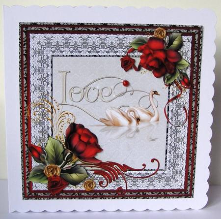 Love Swans Lace and Roses by Margaret McCartney