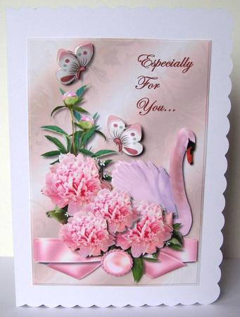 Romantic Swan & Pink Peonies by Margaret McCartney