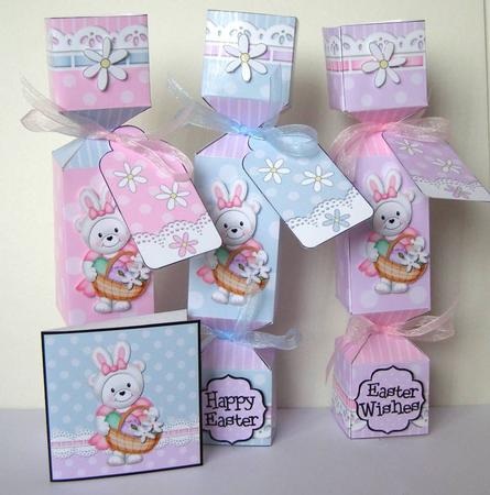 3D Easter Teddy Tess Cracker Gift Favour Boxes by Margaret McCartney