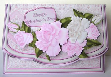 Pink Roses Flapover Clutch Bag Card Mini Kit by Margaret McCartney