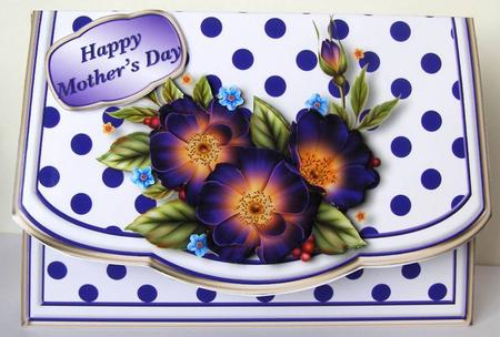 Purple Flowers Flapover Clutch Bag Card Mini Kit by Margaret McCartney