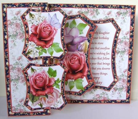 Fold Back Pop-up Vintage Roses Daughter Birthday by Margaret McCartney