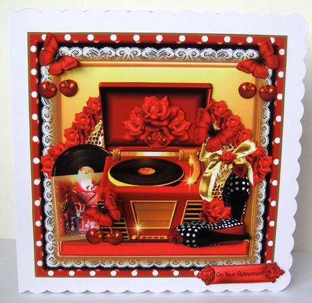 Beautiful Retro Record Player Card Front Kit by Margaret McCartney