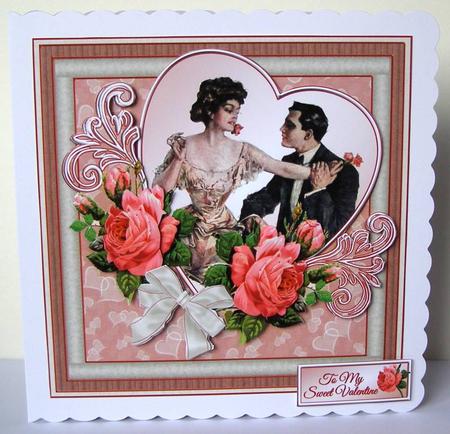 Valentine Couple with Roses 8x8 Card Front Minikit by Margaret McCartney