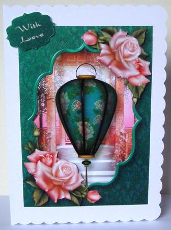 Fabulous Chinese Lantern & Pink Roses by Margaret McCartney