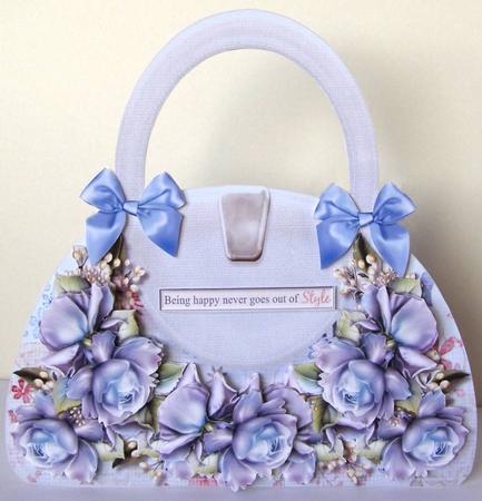 Hand Bag Card Roses Minikit by Margaret McCartney