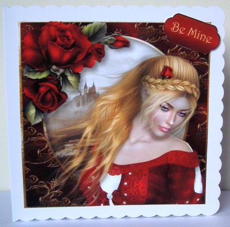 My Lady with Red Roses 8x8 by Margaret McCartney