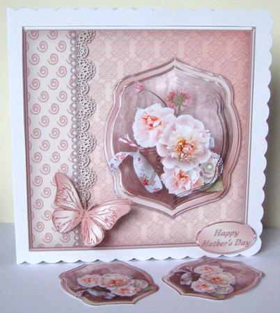 Peach Posy Lace and Pearls Card Mini Kit by Margaret McCartney