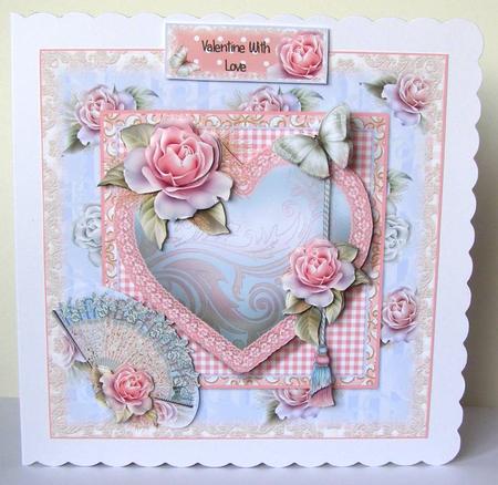 Shabby Chic Rose Heart Card Front Kit with Insert by Margaret McCartney