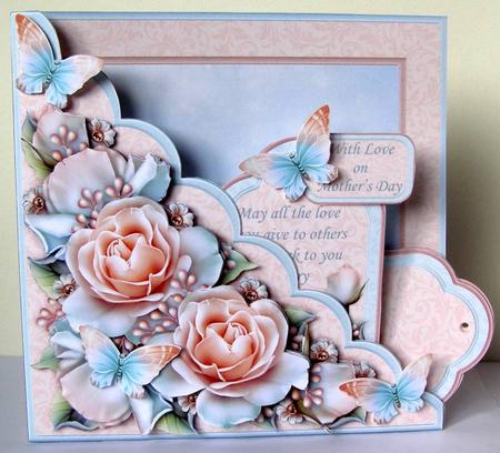 Square Scallop Pocket Pastel Roses 2 Mini Kit All Occasions by Margaret McCartney
