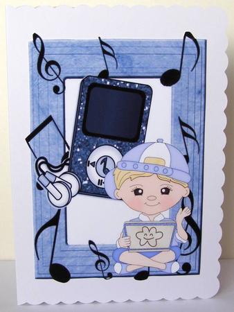 Birthday Boy with His Laptop and Mp3 Player A4 by Margaret McCartney