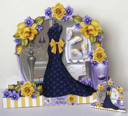 The Yellow Rose Dressing Room Shaped Card Kit by Margaret McCartney