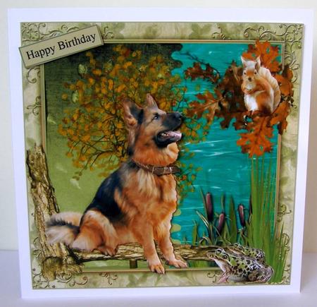 Curious German Shepard Dog Topper with Decoupage by Margaret McCartney