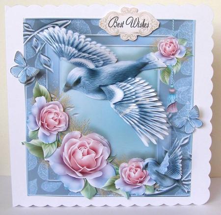 Beautiful Frosted Rose's with Bird's 8x8 Mini Kit by Margaret McCartney