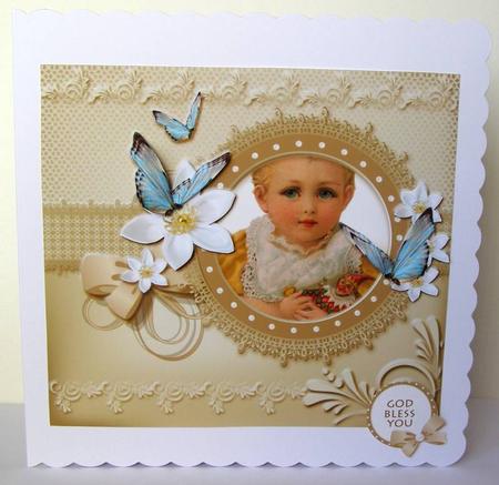 Pretty Blue Eyes Decoupage Card Topper by Margaret McCartney