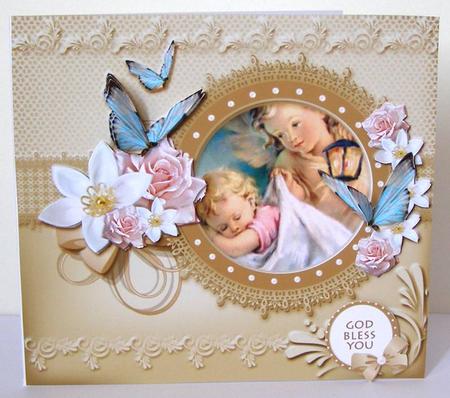 Heavenly Protection Decoupage Card Topper by Margaret McCartney