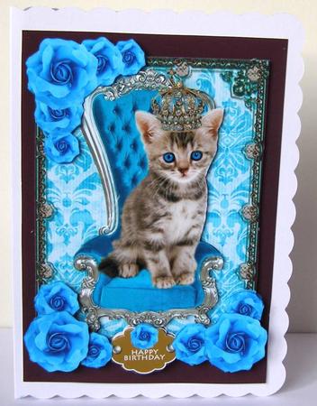 Royal Blue Kitty Decoupage Mini Kit by Margaret McCartney