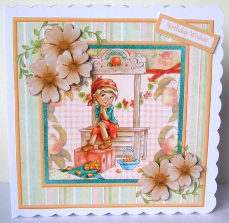 Peaches for Sale Card with Decoupage by Margaret McCartney