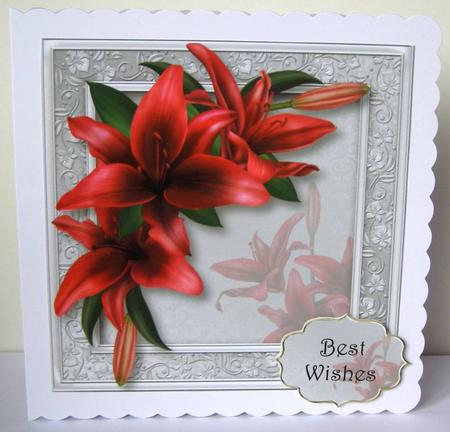Gorgeous Red Lilies 8x8 Quick Topper by Margaret McCartney