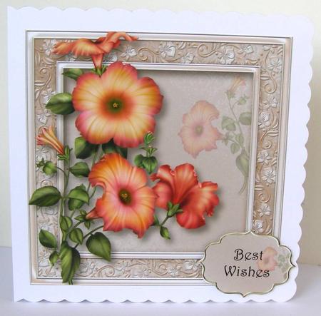 Pretty Vintage Petunias 8x8 Quick Topper by Margaret McCartney