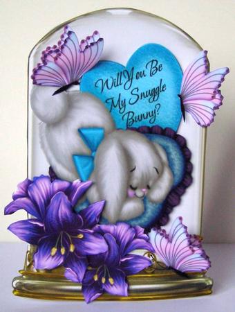Be My Snuggle Bunny, in a Dome with Flowers and Butterflies by Margaret McCartney