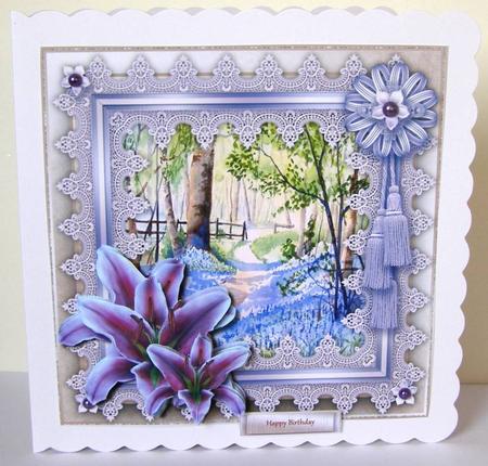 Bleu Bell Woods in Lace Frame by Margaret McCartney