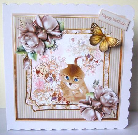 Peeping Cat Card with Decoupage by Margaret McCartney