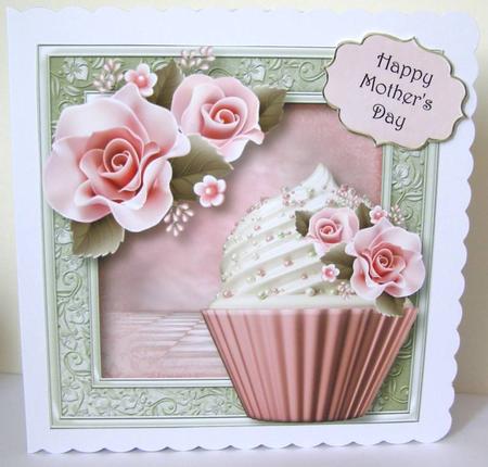 Pink Icing Rose Cupcake 8x8 Quick Topper by Margaret McCartney