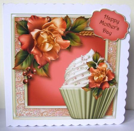 Blush Roses Cupcake 8x8 Quick Topper by Margaret McCartney